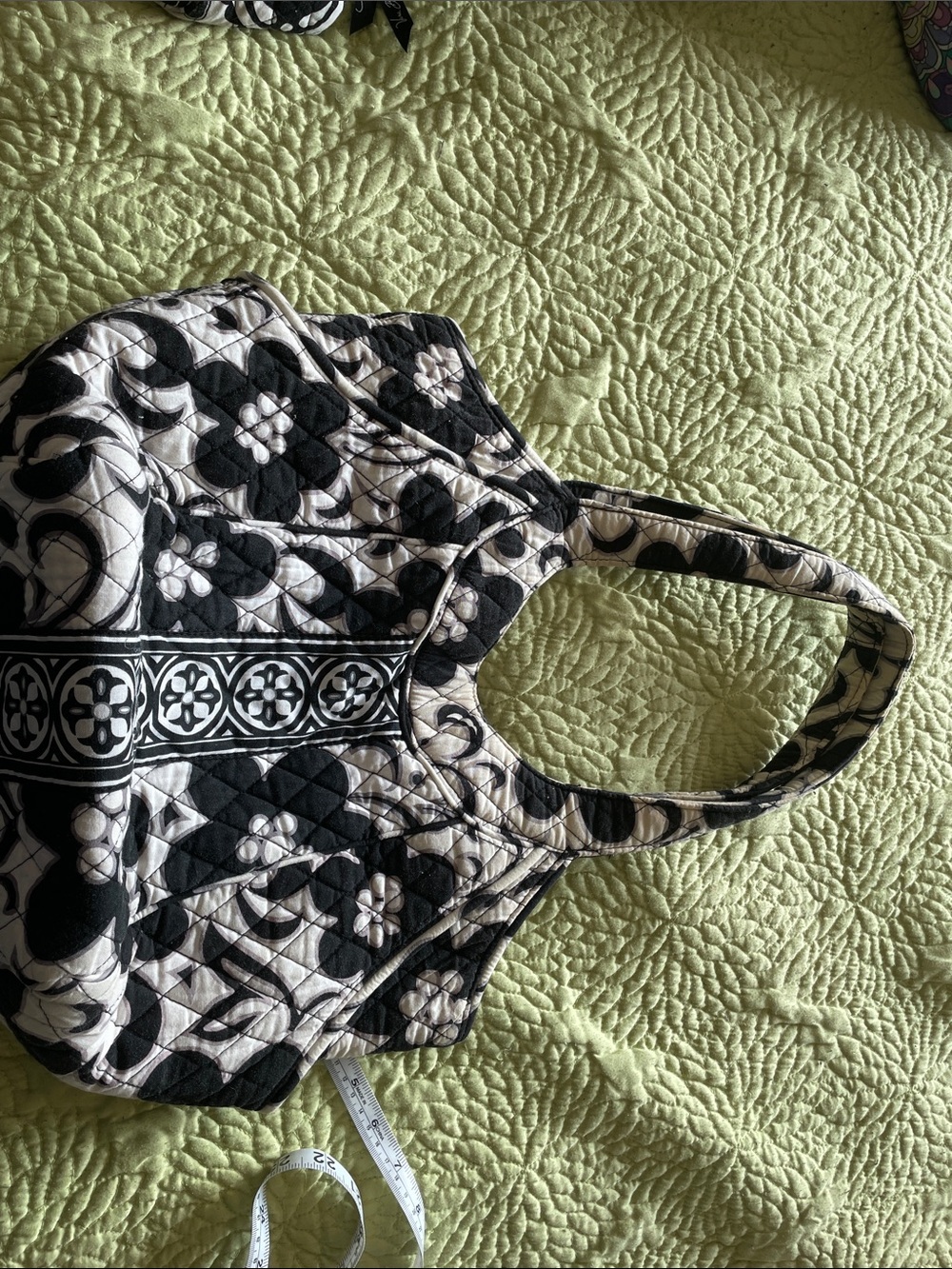 Vera Bradley Black and White Floral Quilted Tote